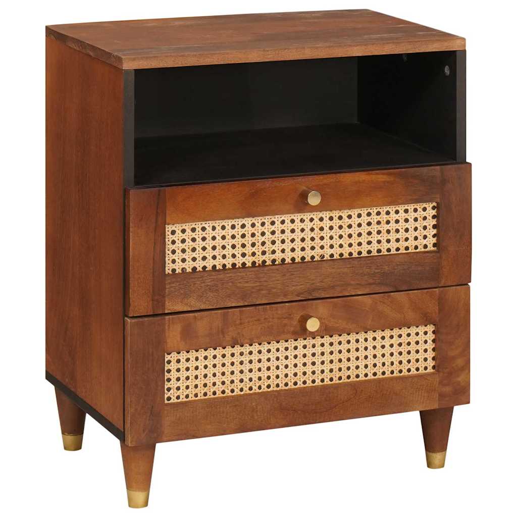 Nachttische Braun 50 x 33 x 60 cm Rohr und massives Mangoholz