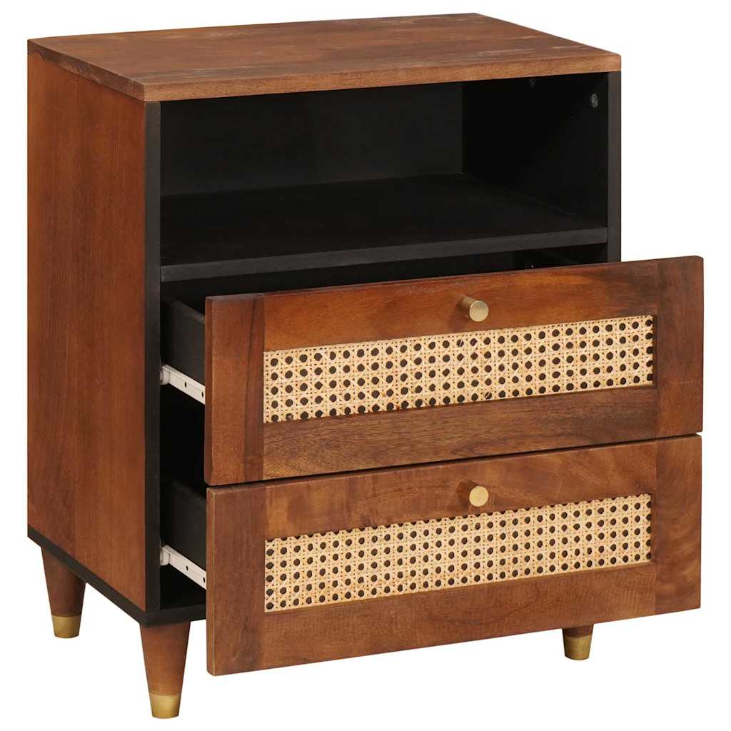 Nachttische Braun 50 x 33 x 60 cm Rohr und massives Mangoholz