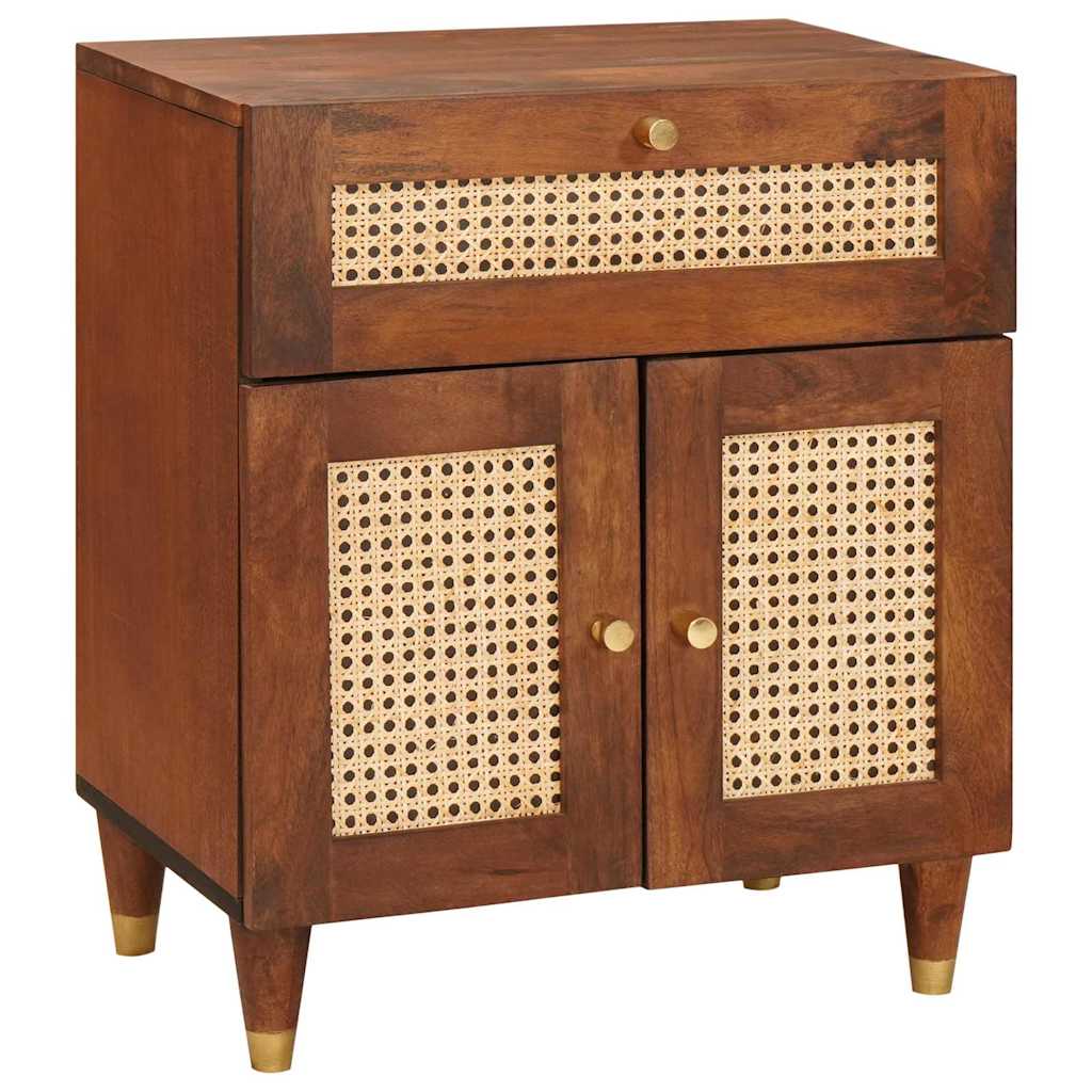 Nachttische Braun 50 x 33 x 60 cm Rohr und massives Mangoholz