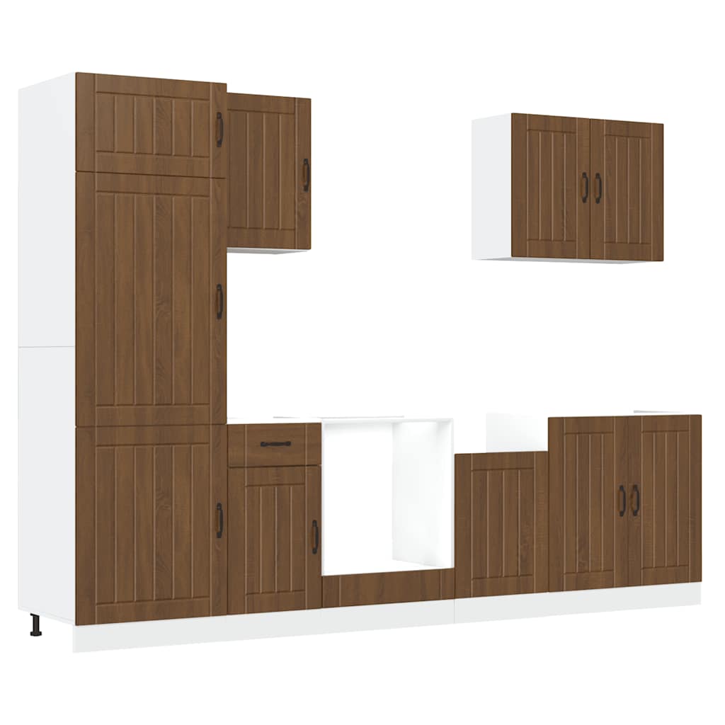 7-tlg. Küchenschrank-Set Lucca Braun Eichen-Optik Holzwerkstoff