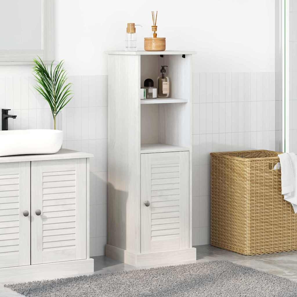 Badezimmer Schrank VIGO Weiß 37 x 34 x 110 cm Massivholz Kiefer