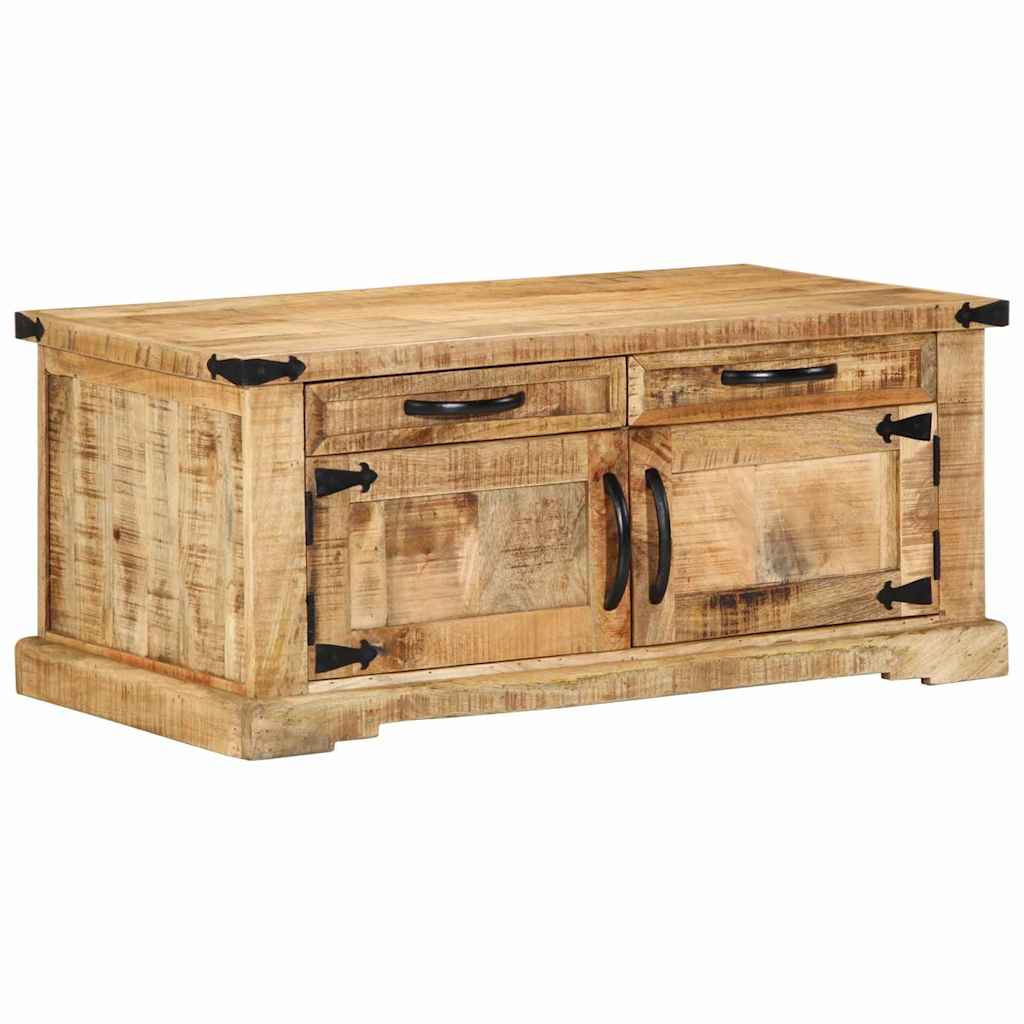Couchtisch with Drawer Braun 90 x 50 x 40 cm Massivholz Mango