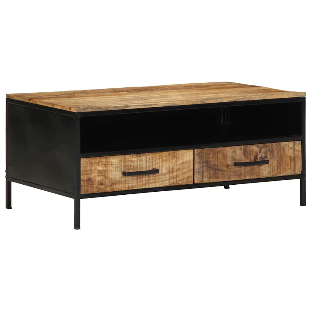 Couchtisch with Drawer Braun 90 x 50 x 40 cm Massivholz Mango