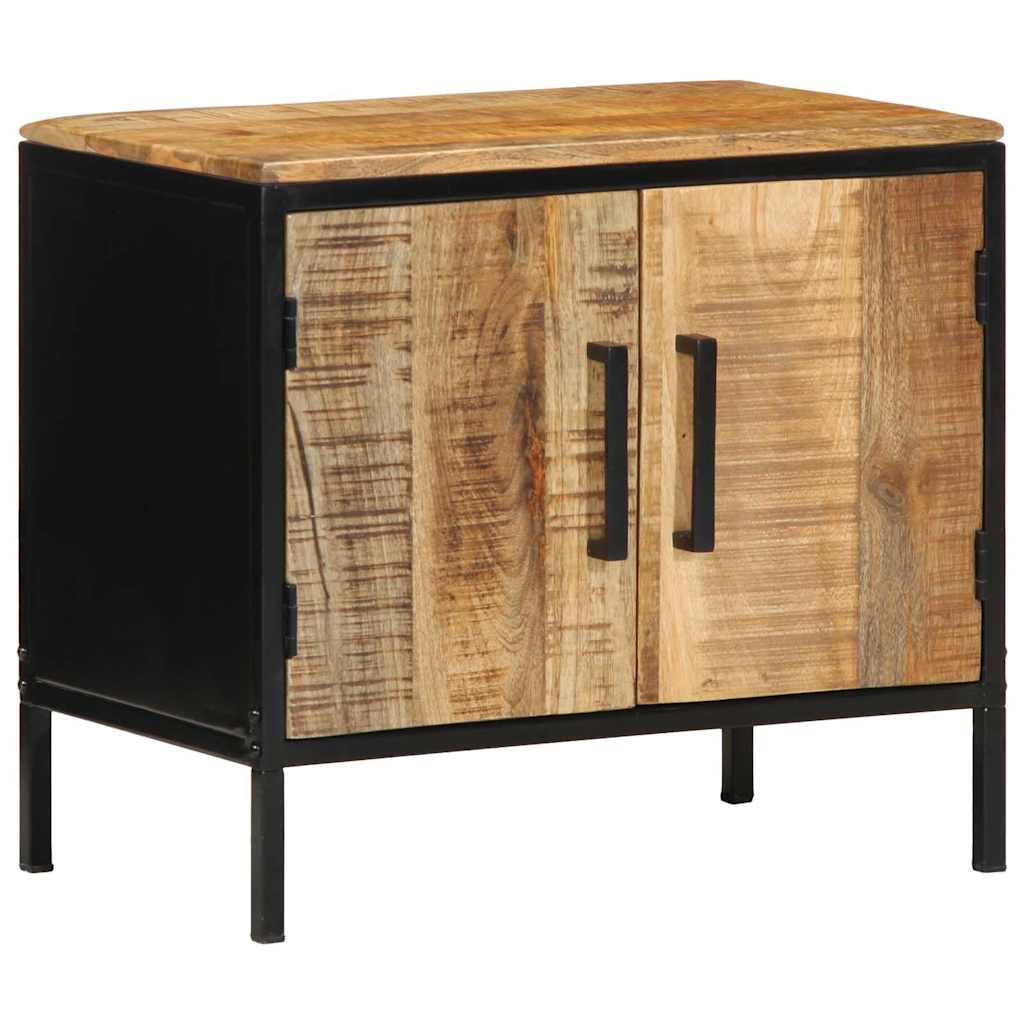Nachttisch Braun und Schwarz 50 x 30 x 45 cm massives Mangoholz