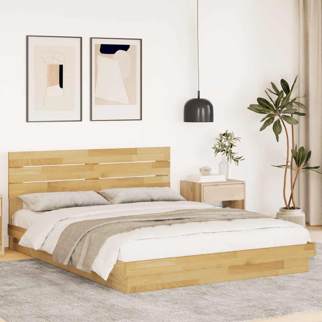 Massivholzbett mit Kopfteil ohne Matratze 150x200 cm Eichenholz