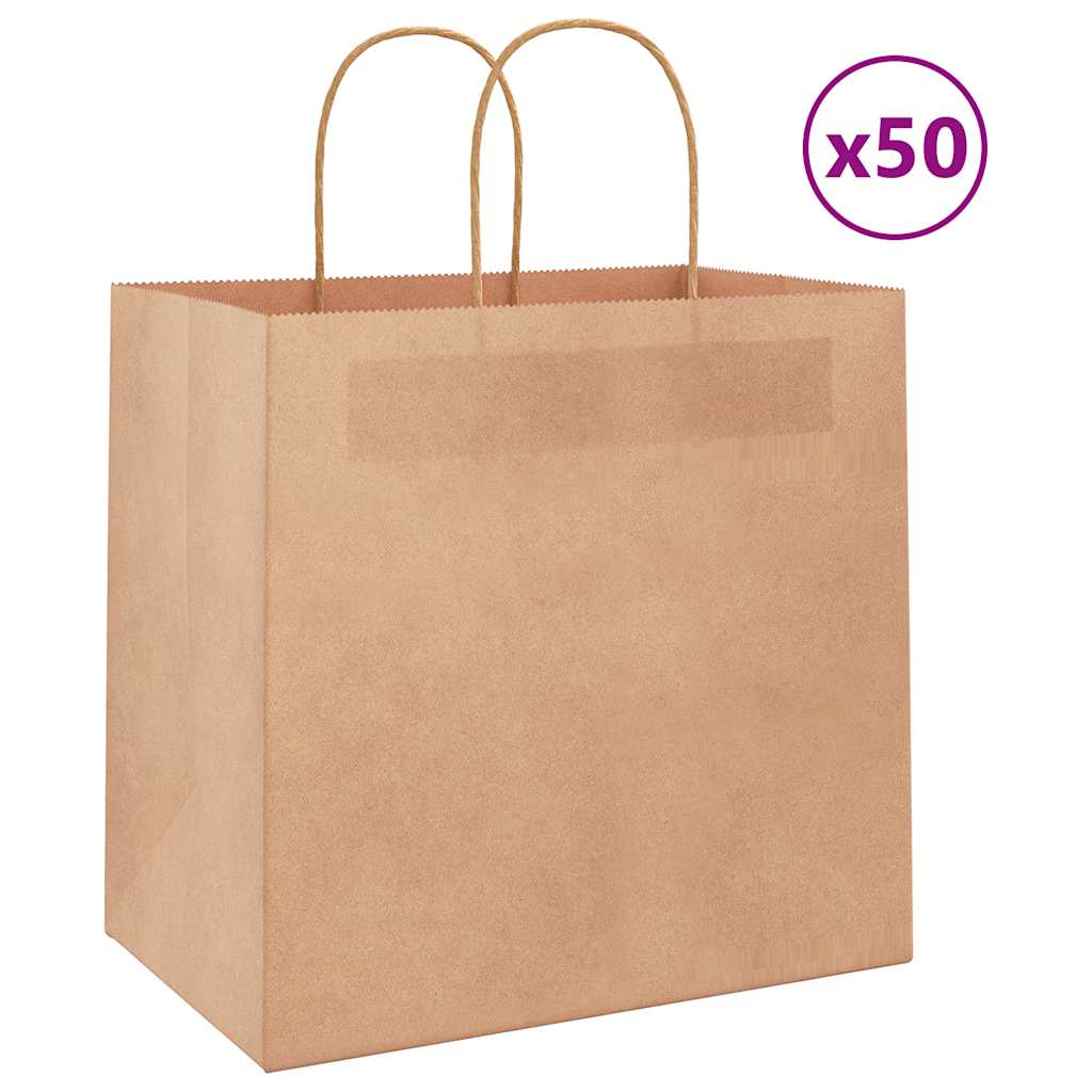 Papiertragetaschen 50 Stk. mit Henkeln Braun 26x17x25 cm