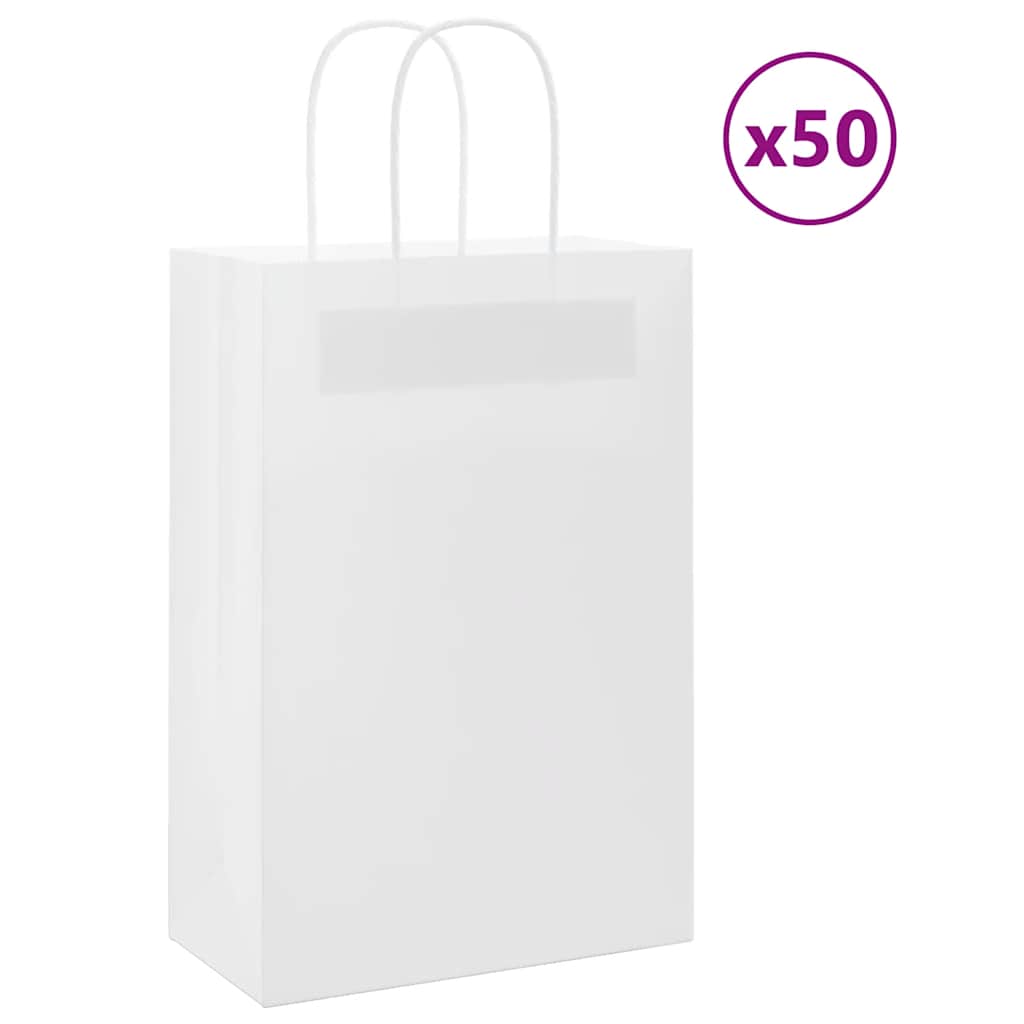 Papiertragetaschen 50 Stk. mit Henkeln Weiß 21x11x31 cm