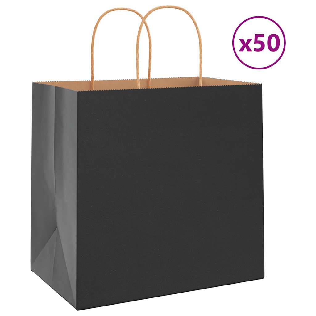 Papiertragetaschen 50 Stk. mit Henkeln Schwarz 26x17x25 cm