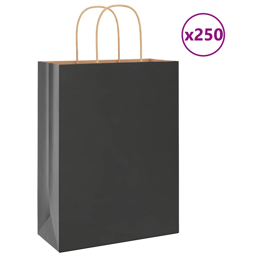 Papiertragetaschen 250 Stk. mit Henkeln Schwarz 26x12x35 cm
