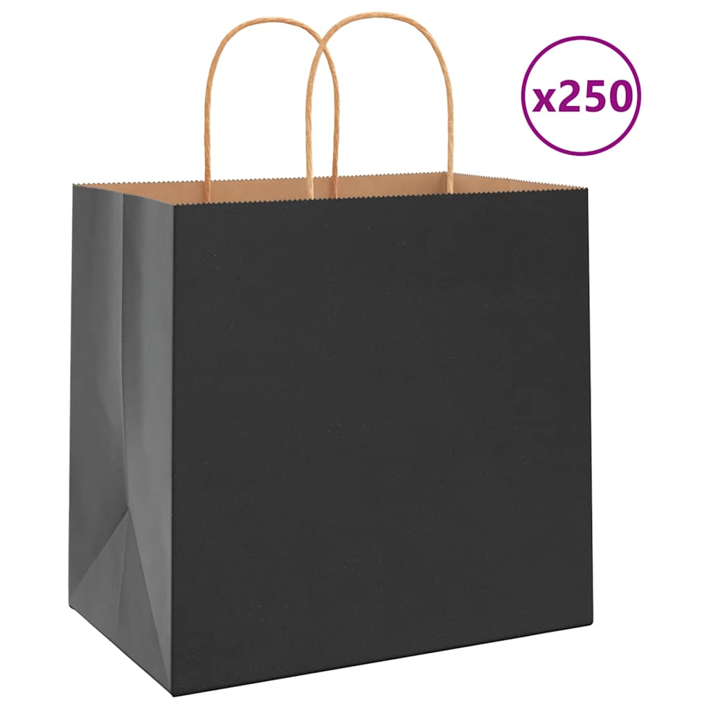 Papiertragetaschen 250 Stk. mit Henkeln Schwarz 26x17x25 cm