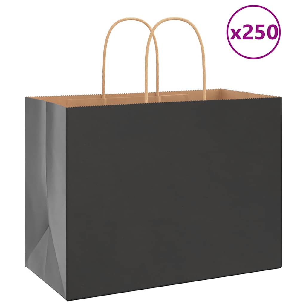 Papiertragetaschen 250 Stk. mit Henkeln Schwarz 32x17x25 cm