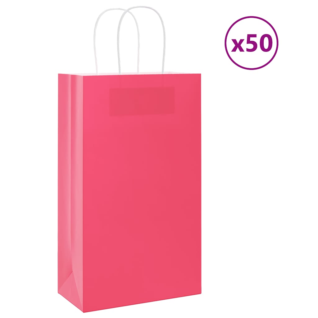 Papiertragetaschen 50 Stk. mit Henkeln Rosa 21x11x36 cm