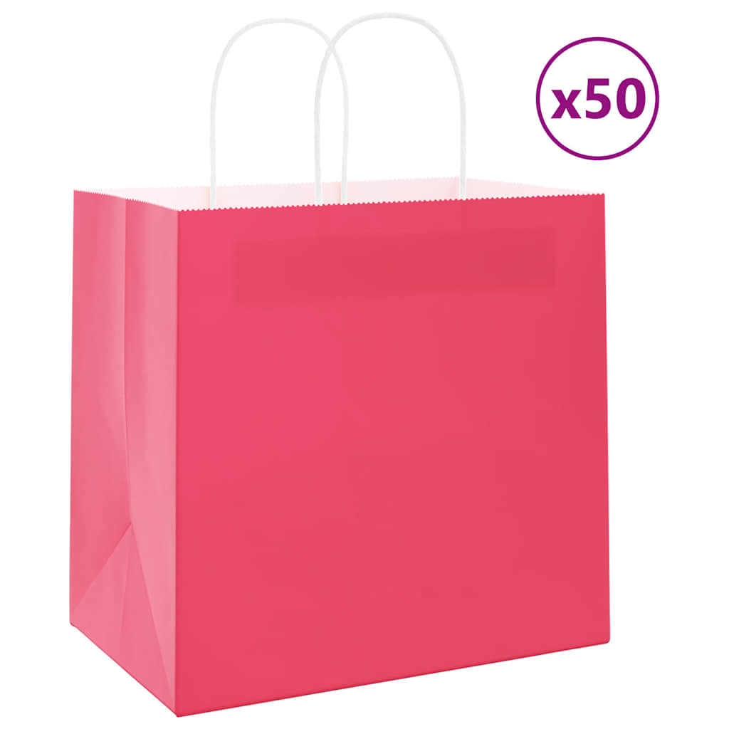 Papiertragetaschen 50 Stk. mit Henkeln Rosa 26x17x25 cm