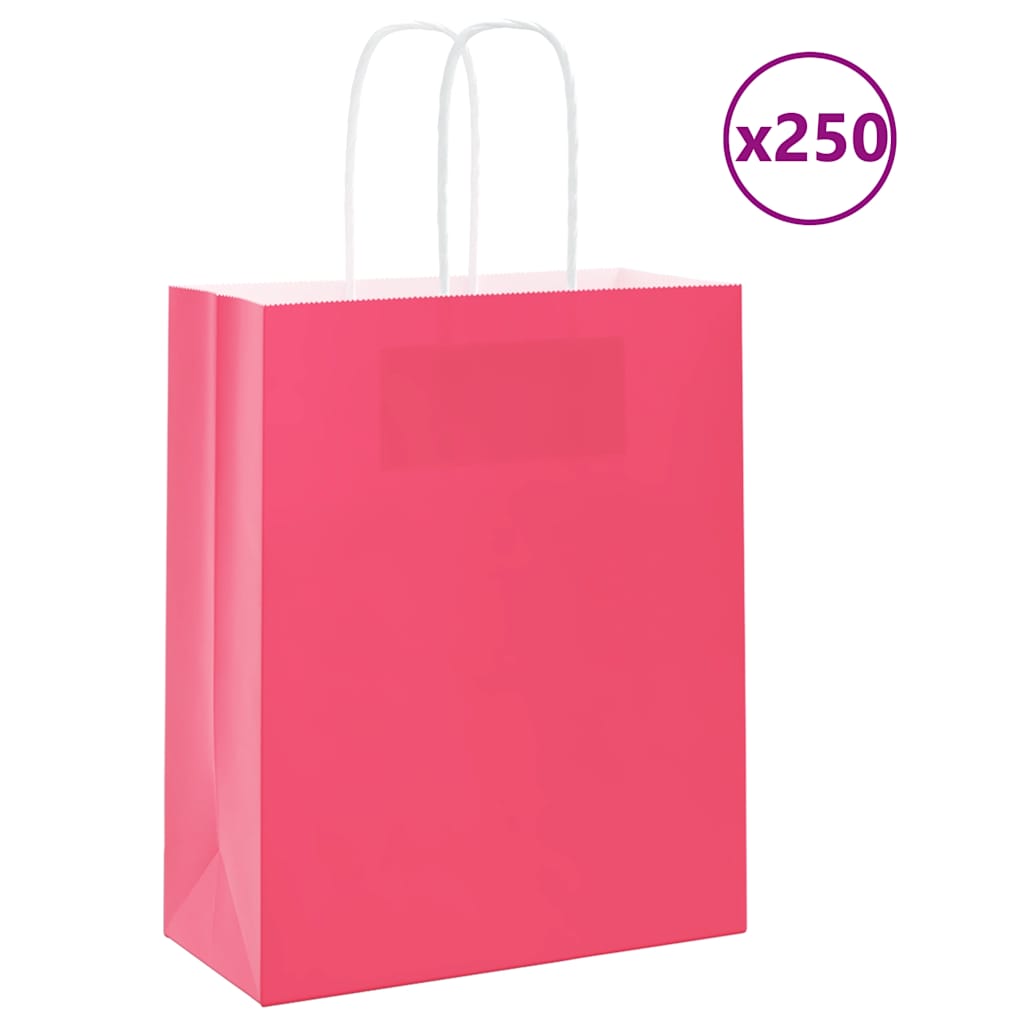 Papiertragetaschen 250 Stk. mit Henkeln Rosa 18x8x22 cm
