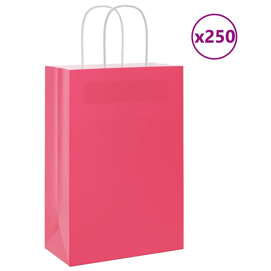 Papiertragetaschen 250 Stk. mit Henkeln Rosa 21x11x31 cm