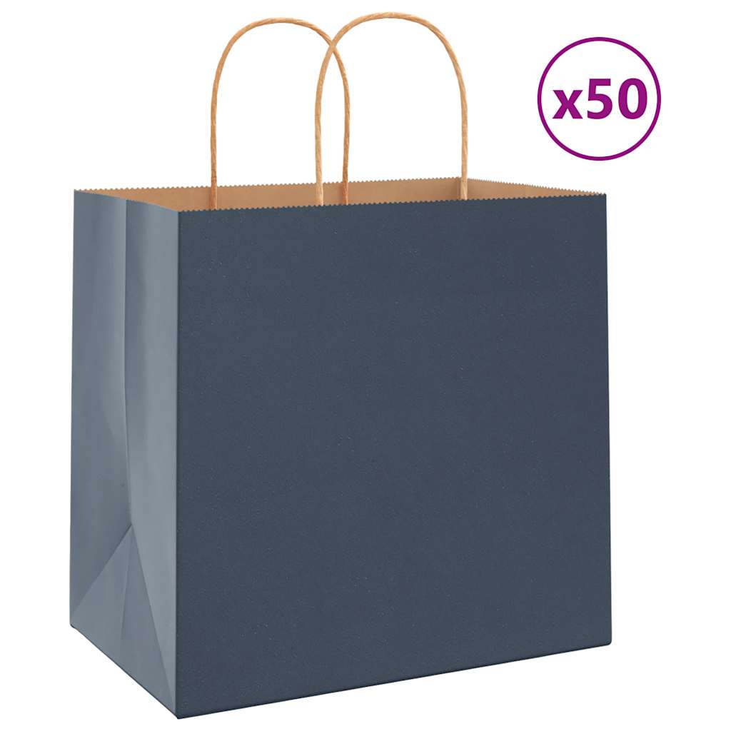 Papiertragetaschen 50 Stk. mit Henkeln Blau 26x17x25 cm