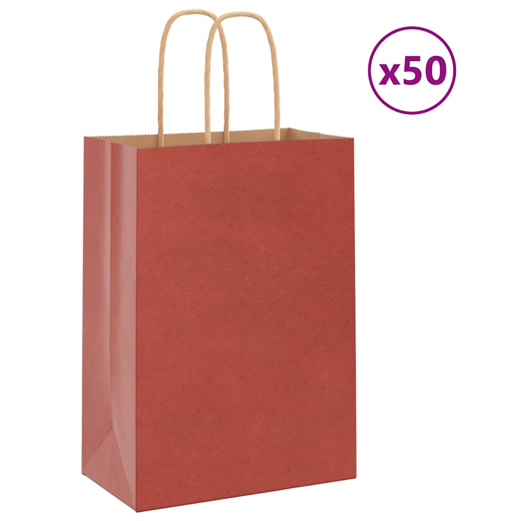 Papiertragetaschen 50 Stk. mit Henkeln Rot 15x8x21 cm