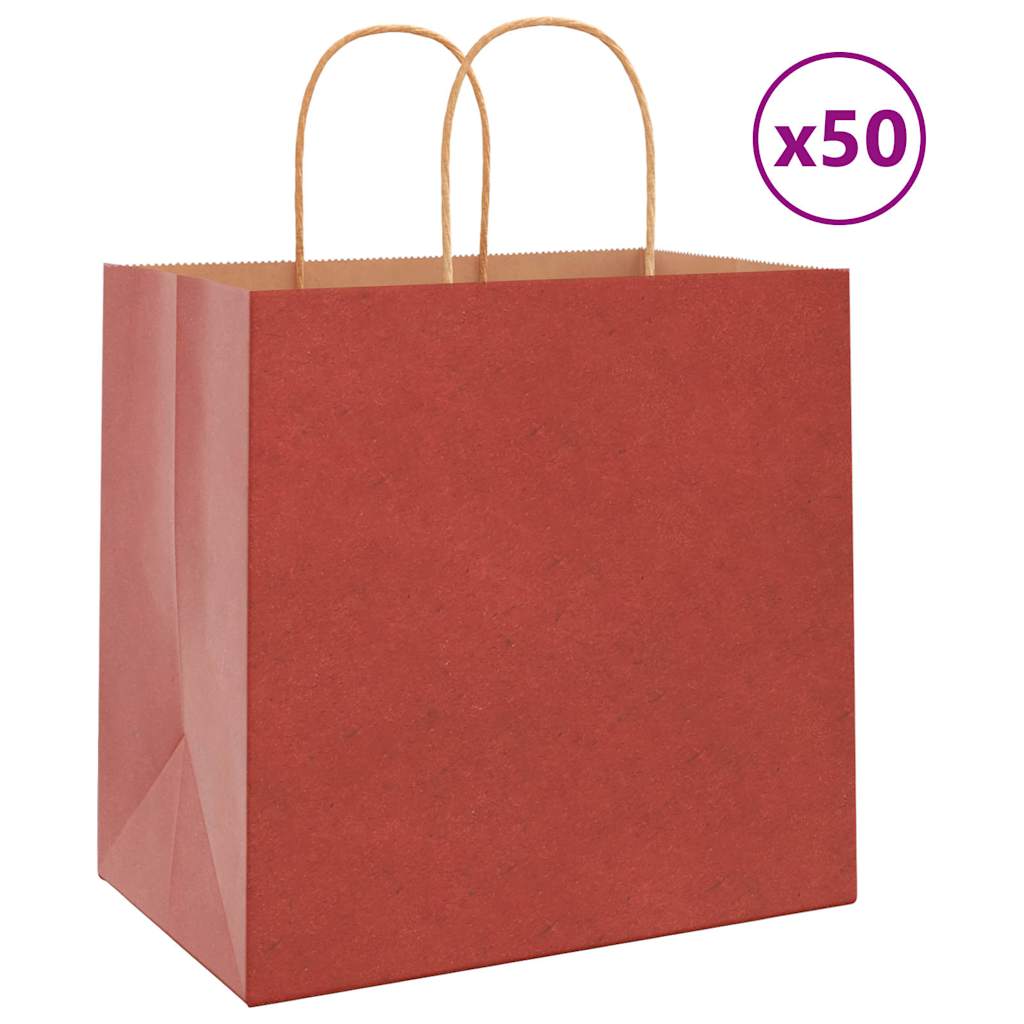 Papiertragetaschen 50 Stk. mit Henkeln Rot 26x17x25 cm