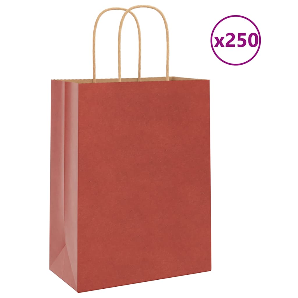 Papiertragetaschen 250 Stk. mit Henkeln Rot 21x11x28 cm