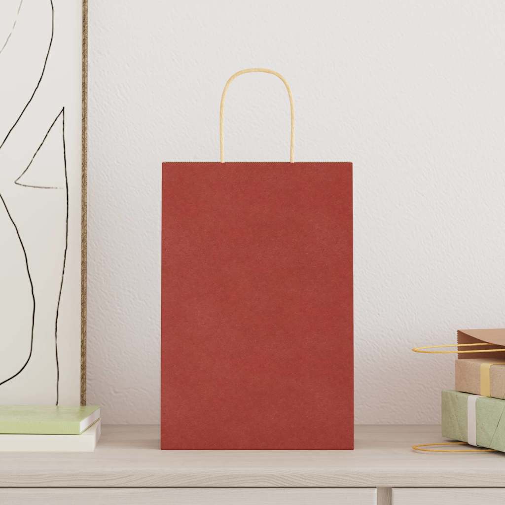 Papiertragetaschen 250 Stk. mit Henkeln Rot 21x11x31 cm