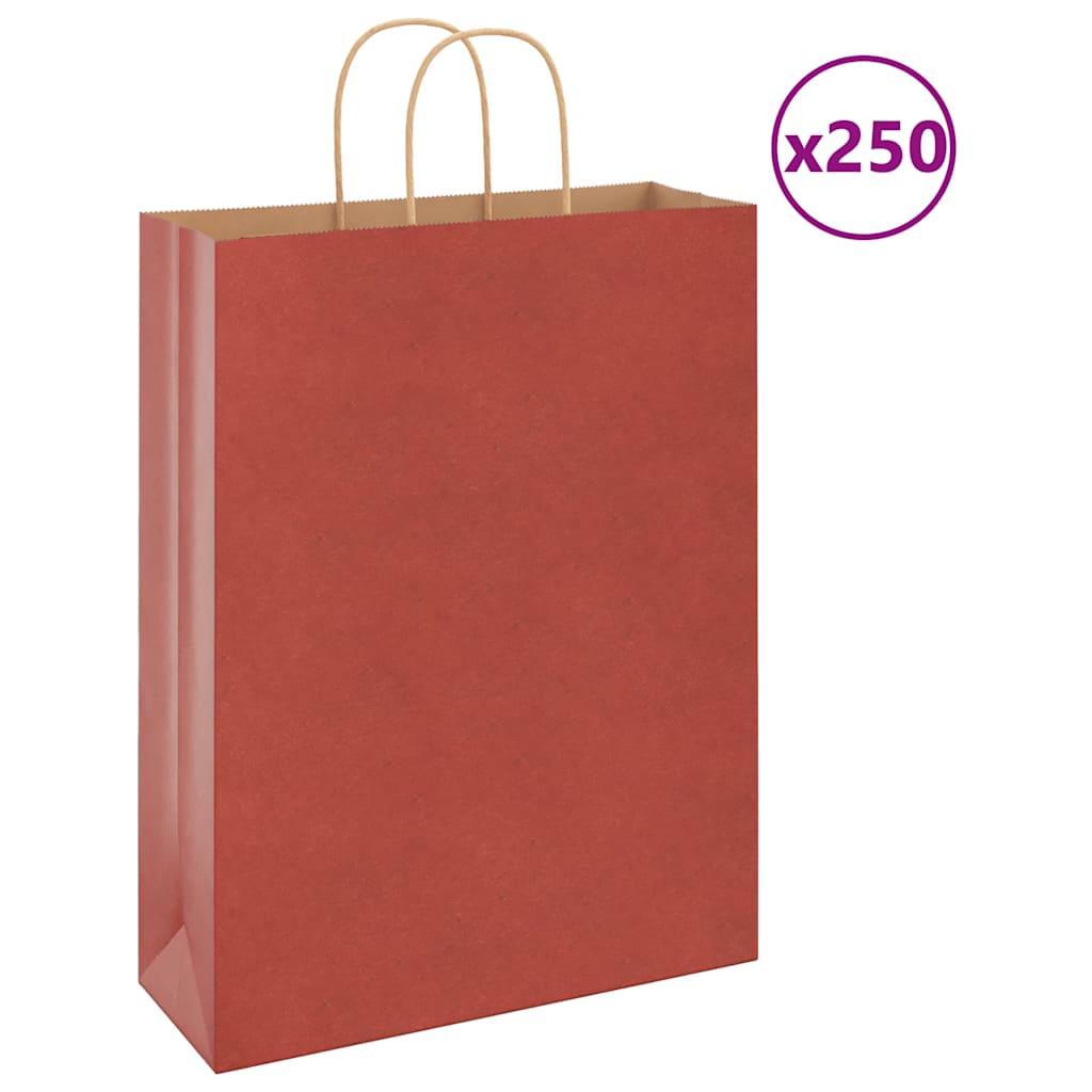 Papiertragetaschen 250 Stk. mit Henkeln Rot 32x12x42 cm