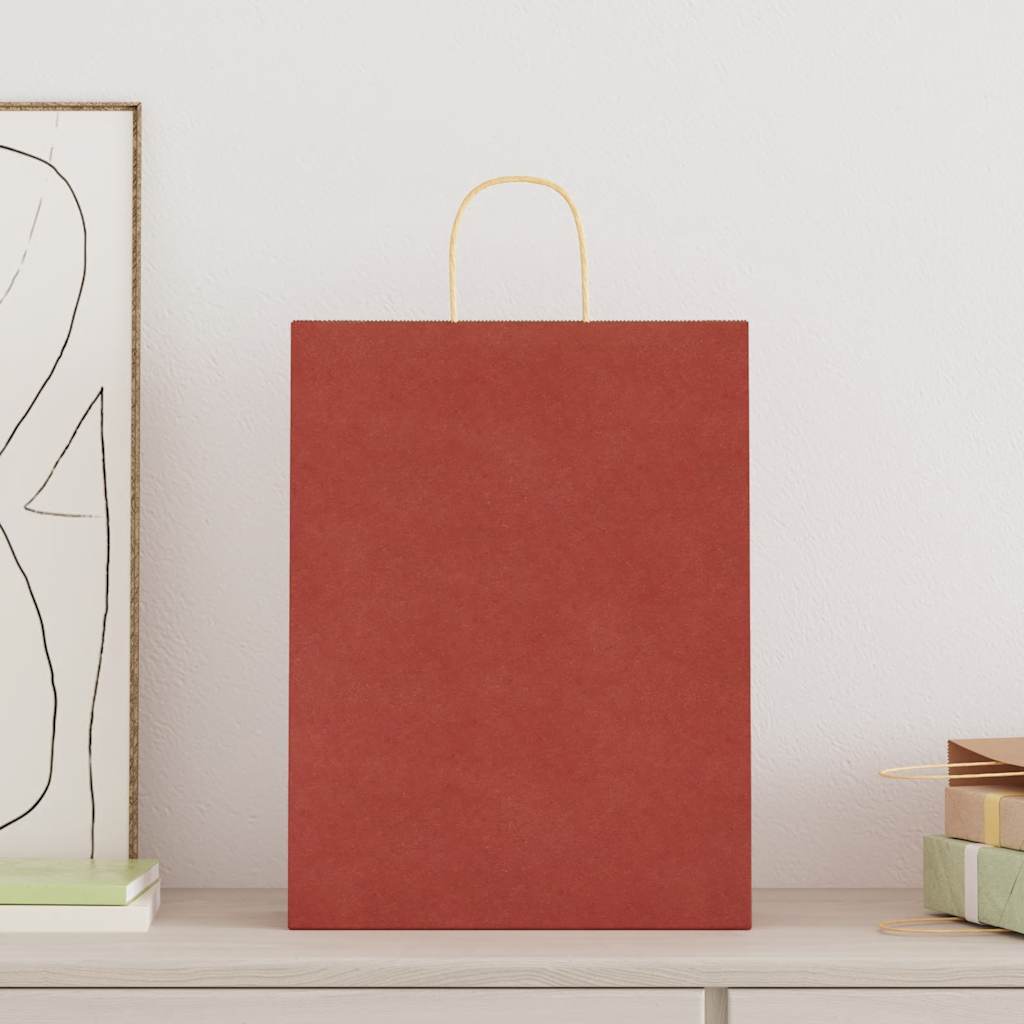 Papiertragetaschen 250 Stk. mit Henkeln Rot 32x12x42 cm