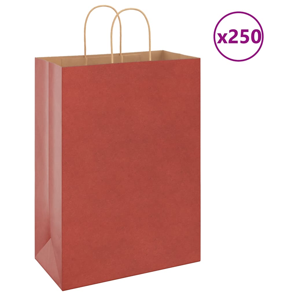 Papiertragetaschen 250 Stk. mit Henkeln Rot 32x17x44 cm