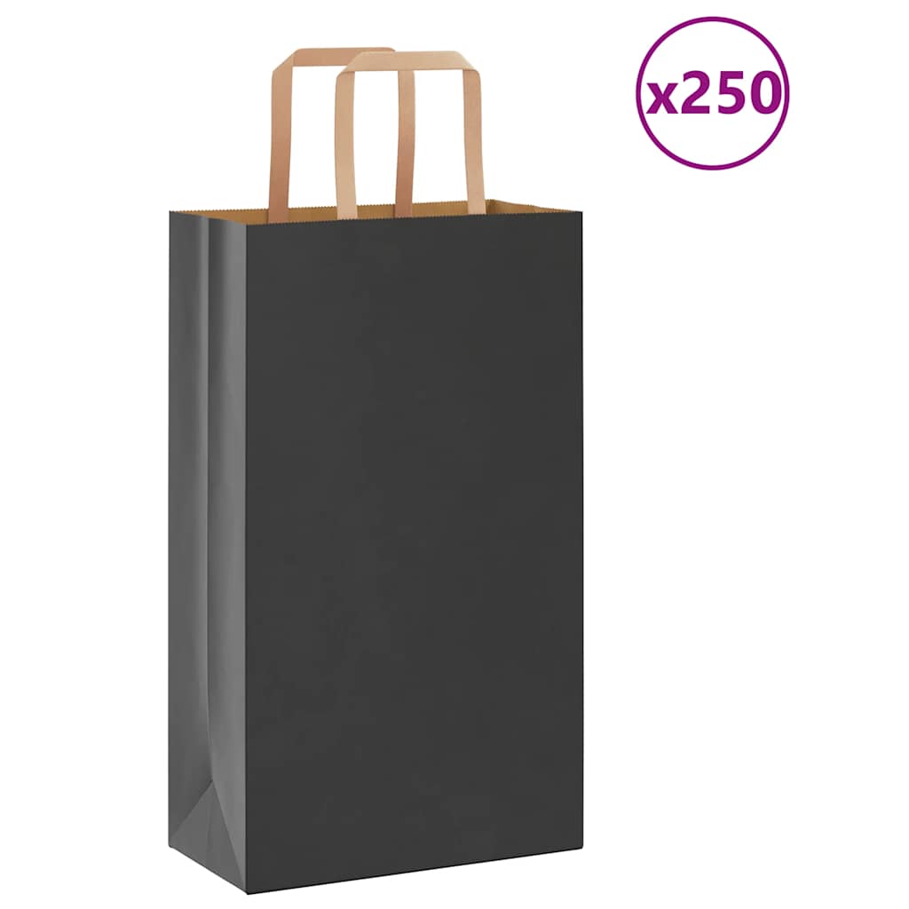 Papiertragetaschen 250 Stk. mit Henkeln Schwarz 21x11x36 cm