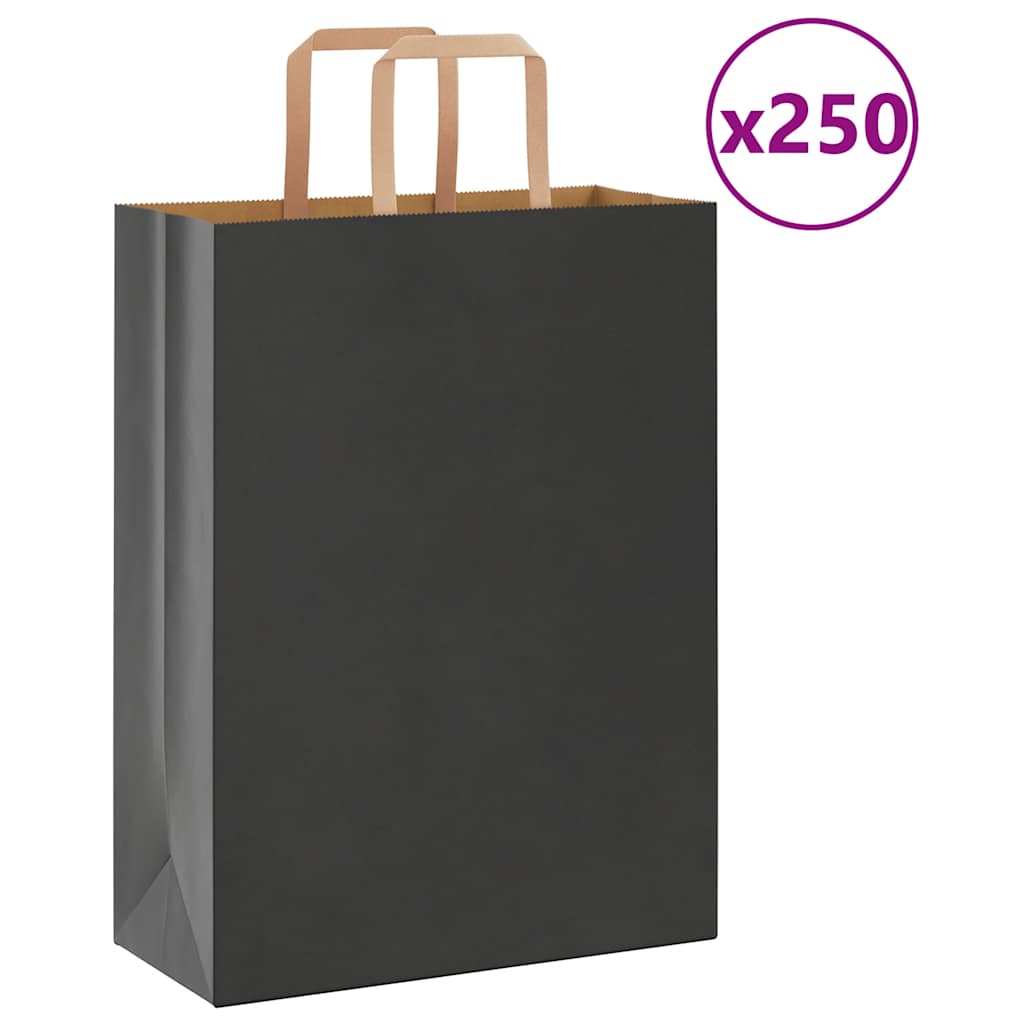 Papiertragetaschen 250 Stk. mit Henkeln Schwarz 26x12x35 cm