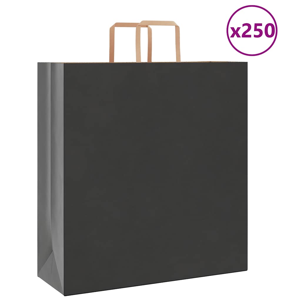 Papiertragetaschen 250 Stk. mit Henkeln Schwarz 45x17x48 cm