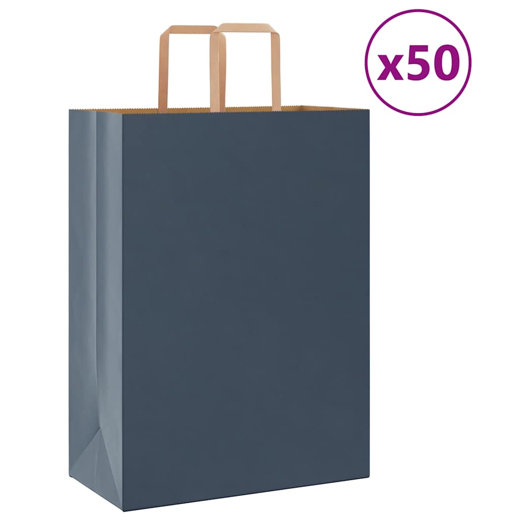 Papiertragetaschen 50 Stk. mit Henkeln Blau 32x17x44 cm
