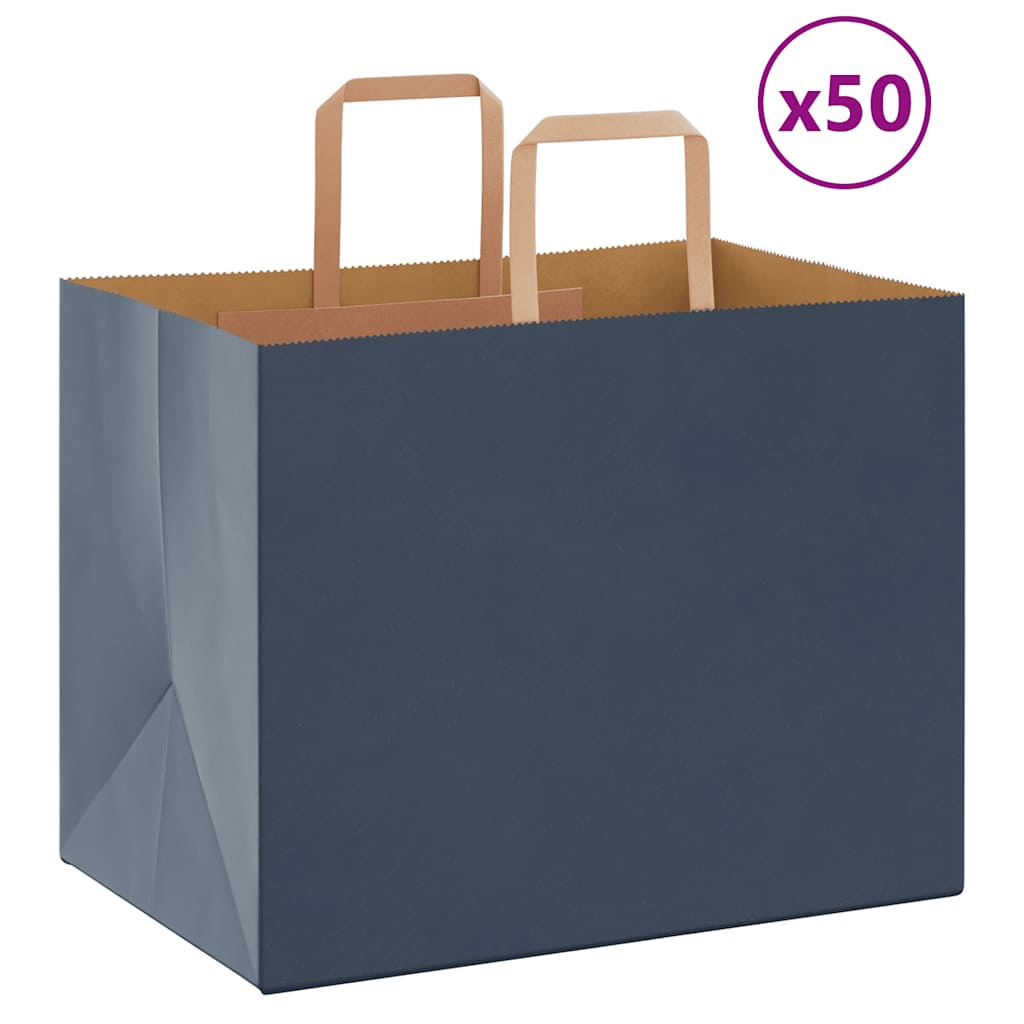 Papiertragetaschen 50 Stk. mit Henkeln Blau 32x22x24 cm