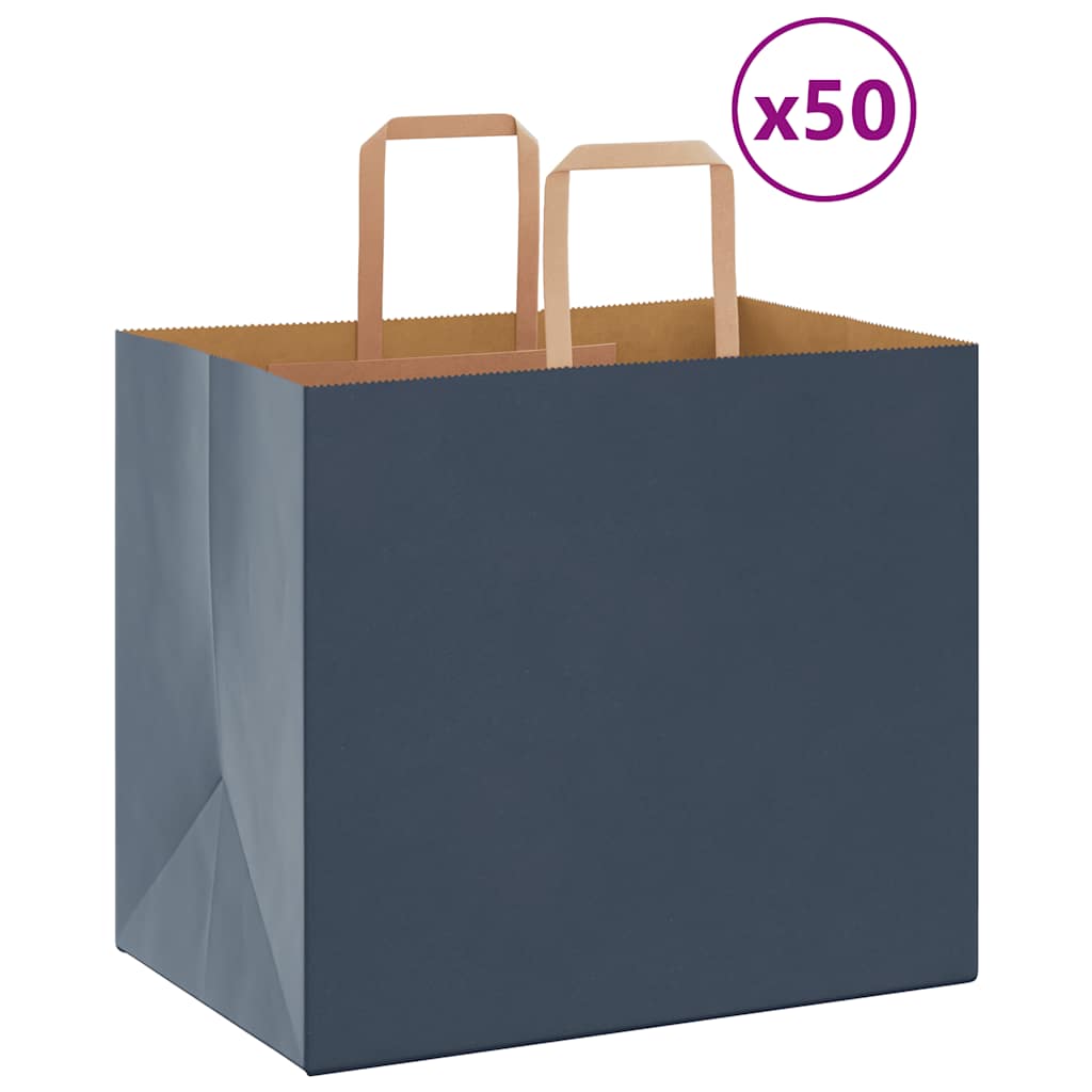 Papiertragetaschen 50 Stk. mit Henkeln Blau 32x22x28 cm