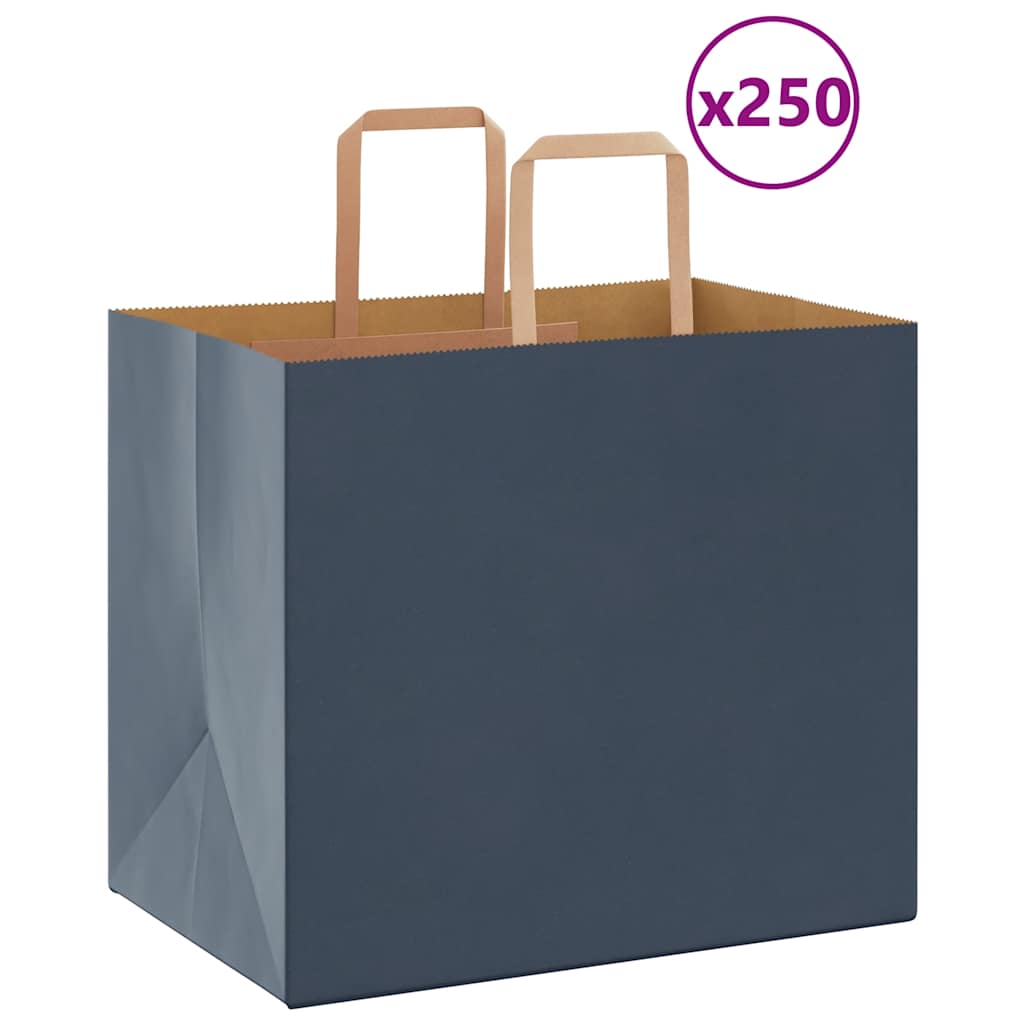 Papiertragetaschen 250 Stk. mit Henkeln Blau 32x22x28 cm