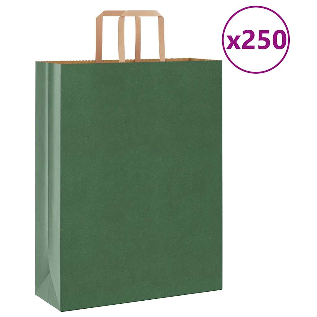 Papiertragetaschen 250 Stk. mit Henkeln Grün 32x12x42 cm