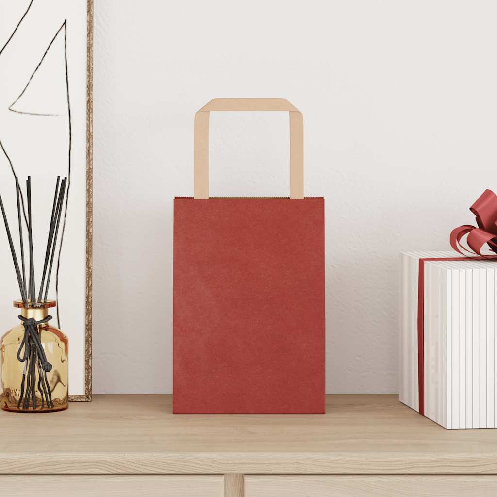 Papiertragetaschen 50 Stk. mit Henkeln Rot 15x8x21 cm