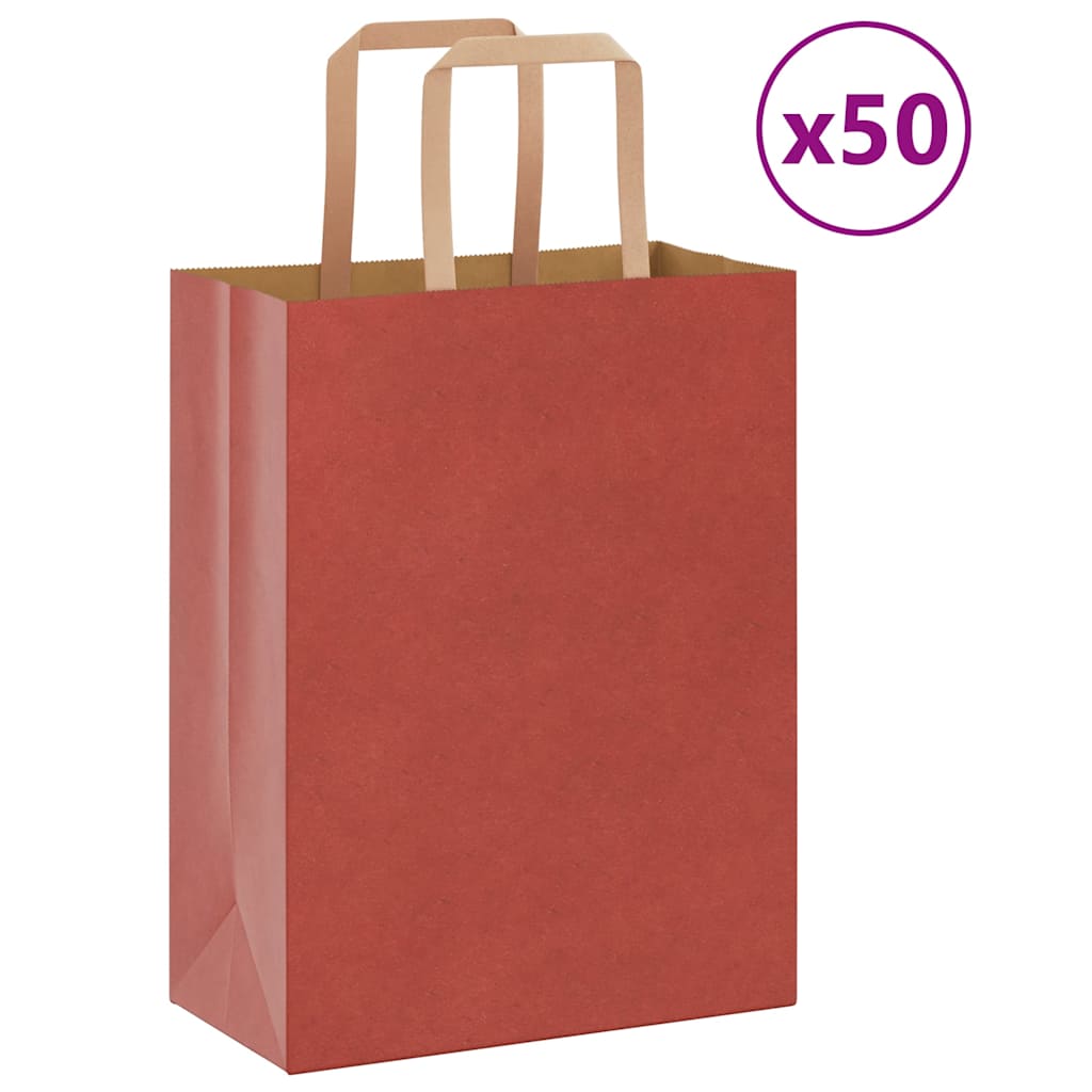 Papiertragetaschen 50 Stk. mit Henkeln Rot 21x11x28 cm
