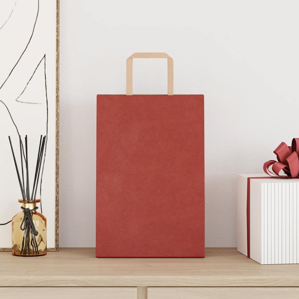 Papiertragetaschen 50 Stk. mit Henkeln Rot 21x11x31 cm