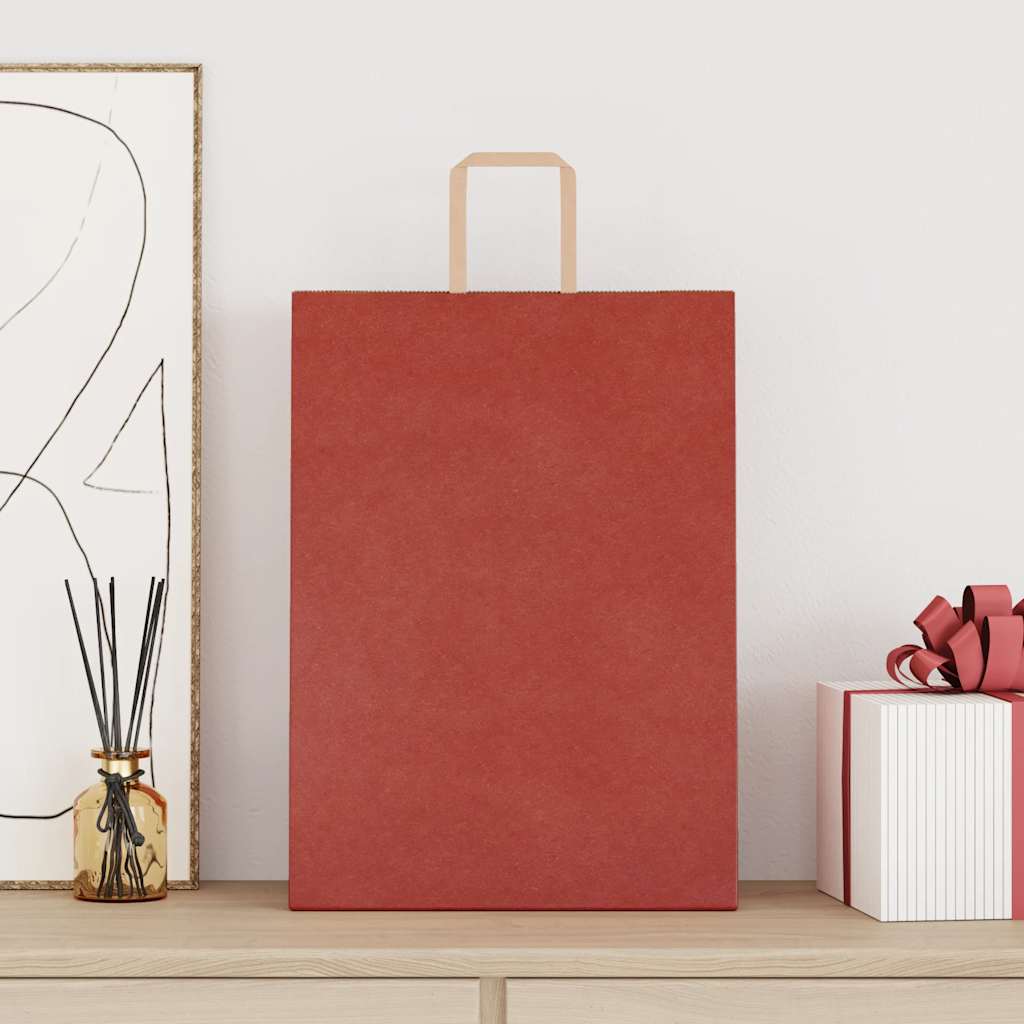 Papiertragetaschen 50 Stk. mit Henkeln Rot 32x17x44 cm