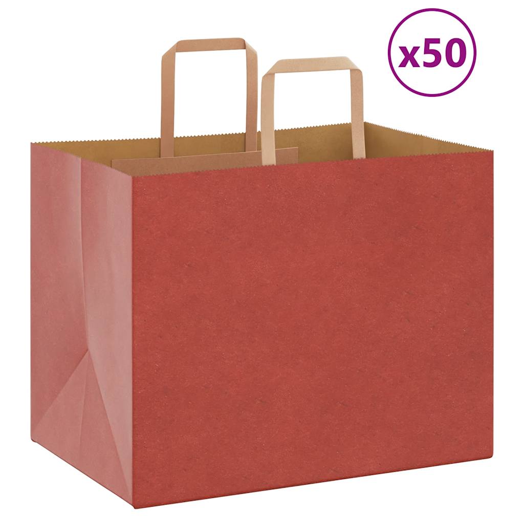 Papiertragetaschen 50 Stk. mit Henkeln Rot 32x22x24 cm