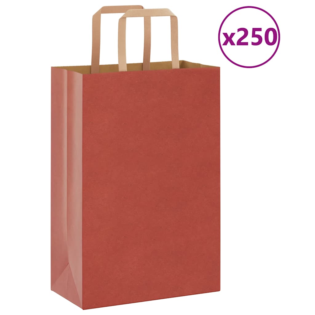 Papiertragetaschen 250 Stk. mit Henkeln Rot 21x11x31 cm