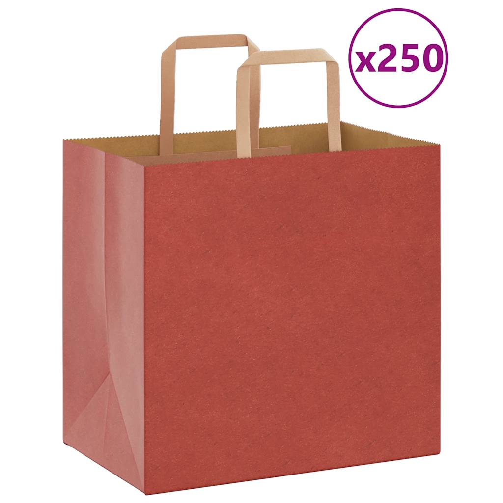 Papiertragetaschen 250 Stk. mit Henkeln Rot 26x17x25 cm