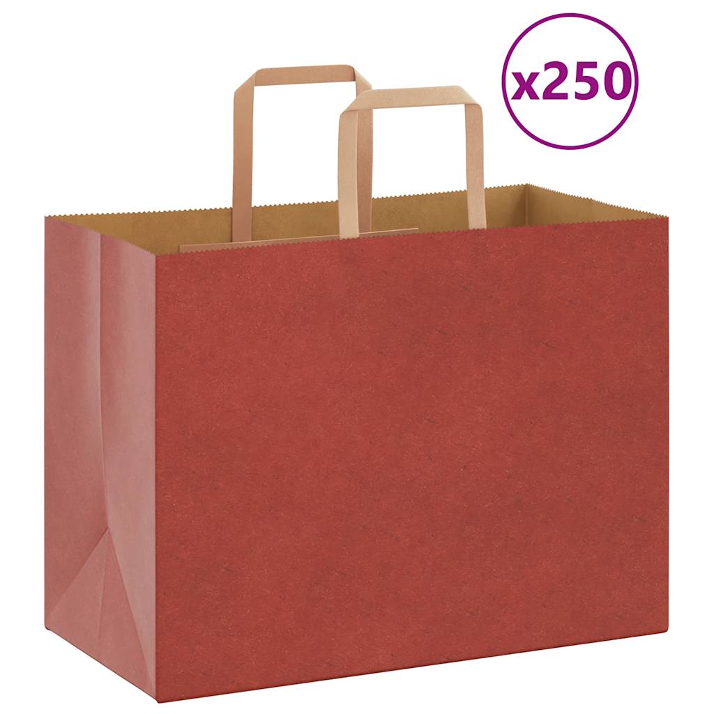 Papiertragetaschen 250 Stk. mit Henkeln Rot 32x17x25 cm