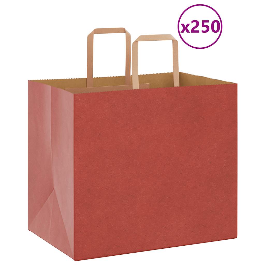 Papiertragetaschen 250 Stk. mit Henkeln Rot 32x22x28 cm