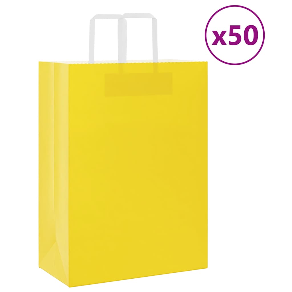Papiertragetaschen 50 Stk. mit Henkeln Gelb 32x17x44 cm