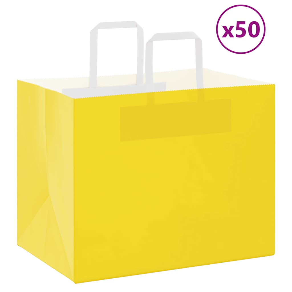 Papiertragetaschen 50 Stk. mit Henkeln Gelb 32x22x24 cm