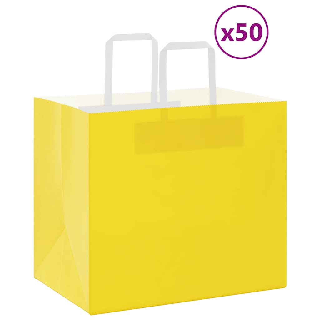 Papiertragetaschen 50 Stk. mit Henkeln Gelb 32x22x28 cm