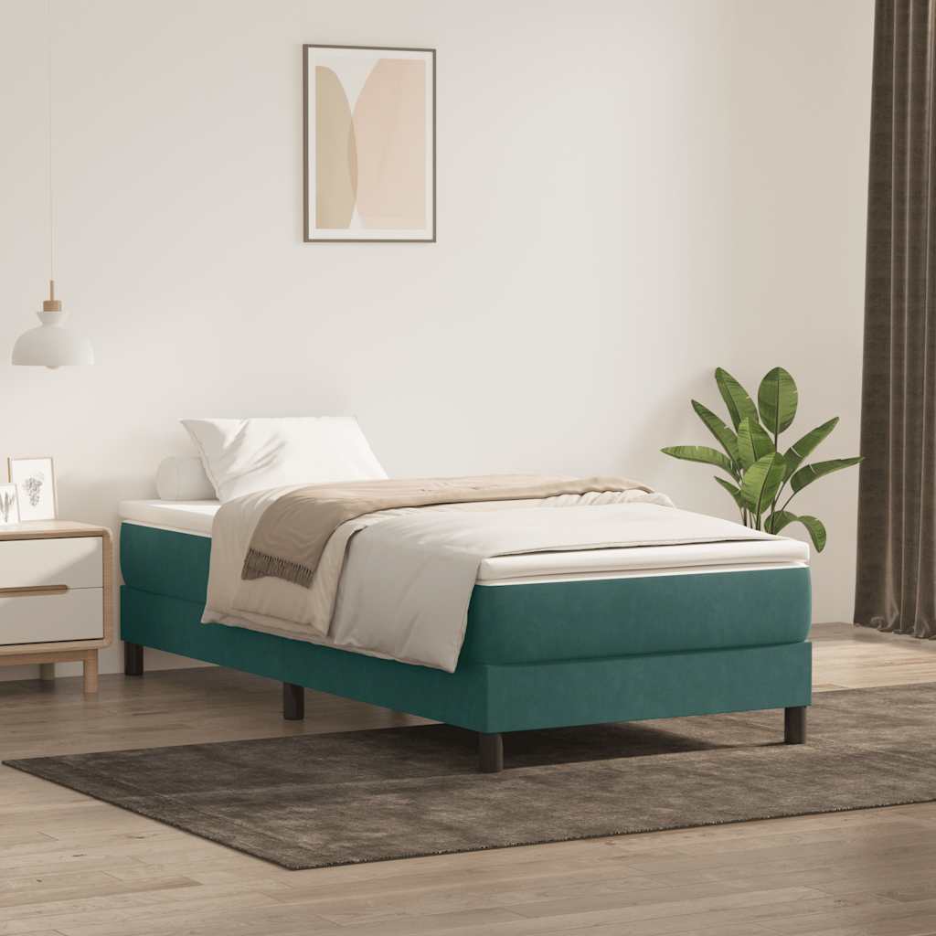 Boxspringbett mit Matratze Dunkelgrün 100x210 cm Samt