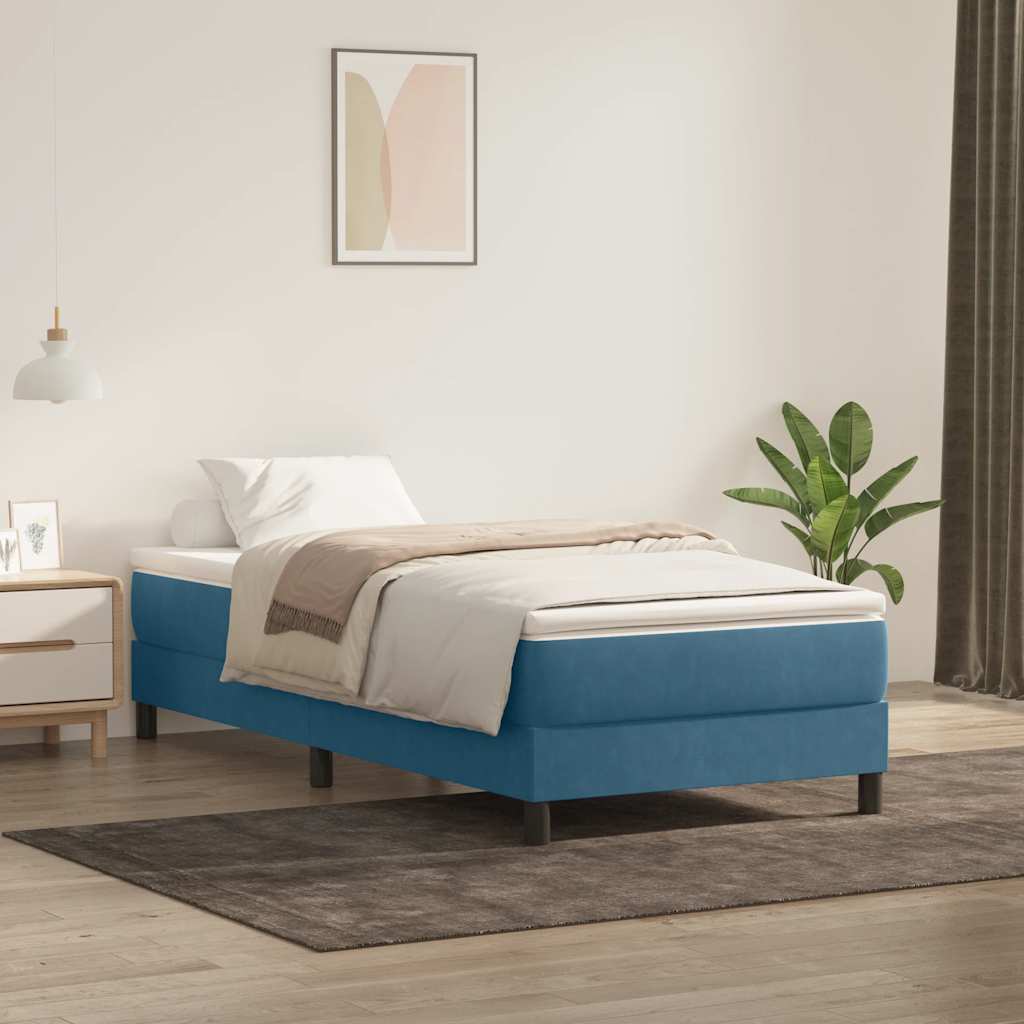 Boxspringbett mit Matratze Dunkelblau 100x210 cm Samt