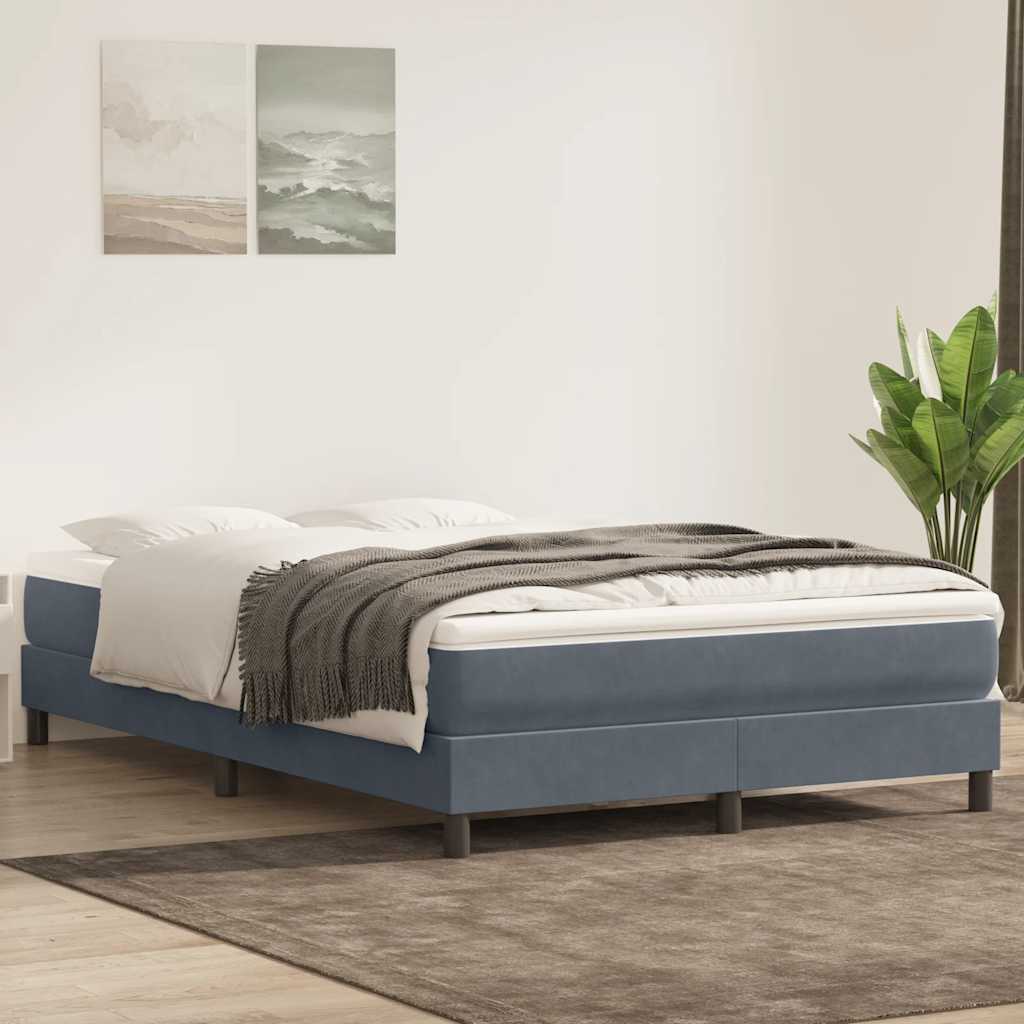 Boxspringbett mit Matratze Dunkelgrau 140x210 cm Samt